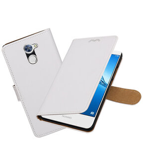 Huawei Y7 / Y7 Prime Effen booktype hoesje Wit