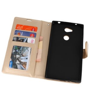 Goud Wallet Case Hoesje voor Sony Xperia L2