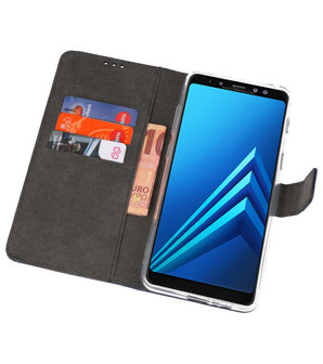 Navy Wallet Cases Hoesje voor Samsung Galaxy A8 Plus 2018