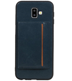 Staand Back Cover 1 Pasjes voor Galaxy J6 Plus Navy