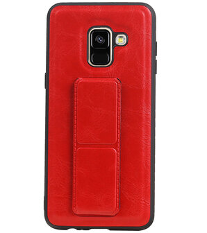 Grip Stand Hardcase Backcover voor Samsung Galaxy A8 Plus Rood