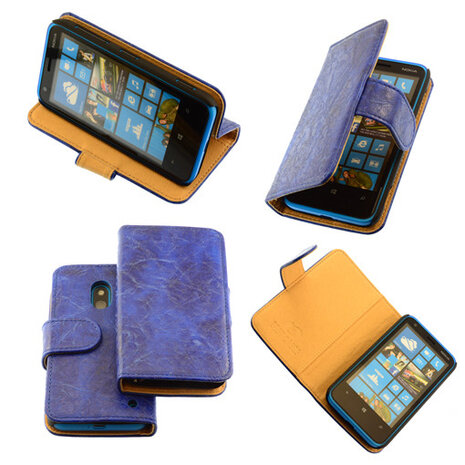 Bestcases Vintage Blauw Bookstyle Cover Nokia Lumia 620