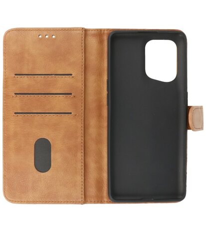 Booktype Hoesje Wallet Case Telefoonhoesje voor Oppo Find X5 Pro - Bruin