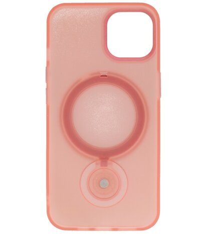 Magsafe Mat Transparant Case met Staande Functie voor iPhone 15 Plus Roze