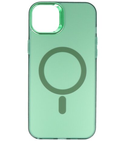 Magsafe Hoesje Geschikt voor iPhone 15 - Magnetisch Smartphone Hoesje - Donker Groen