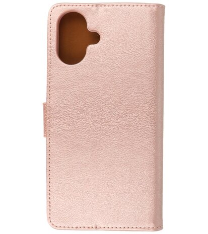 iPhone 16 Hoesje Book Case Portemonnee Telefoonhoesje - Roze Goud