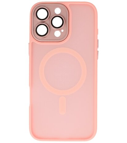 Mat-Transparent met Camera Beschermer Magsafe Case voor iPhone 14 Pro Max Roze