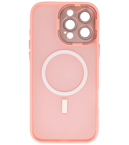 Mat-Transparent met Camera Beschermer Magsafe Case voor iPhone 14 Pro Max Roze