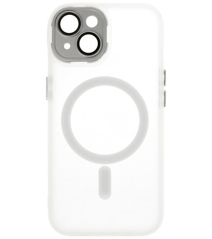 Mat-Transparent met Camera Beschermer Magsafe Case voor iPhone 14 - 13 Wit