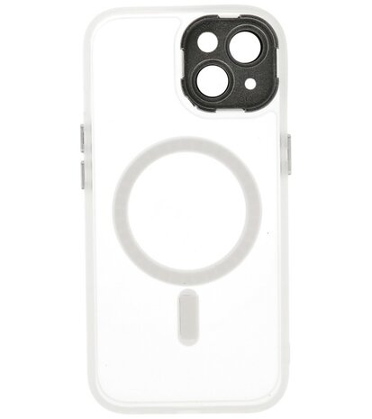 Mat-Transparent met Camera Beschermer Magsafe Case voor iPhone 14 - 13 Wit