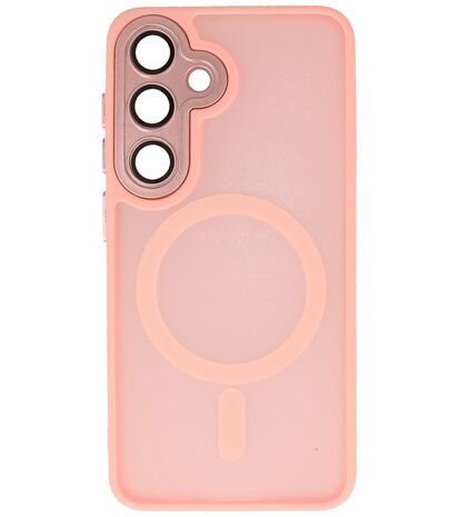 Mat-Transparent met Camera Beschermer Magsafe Case voor Samsung Galaxy S24 FE Roze