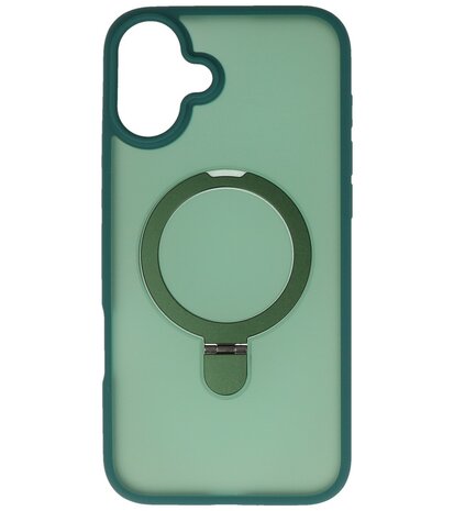 Magsafe Mat Transparant - Camera Beschermer Case met Staande Functie voor iPhone 16 Plus Donker Groen