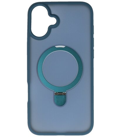 Magsafe Mat Transparant - Camera Beschermer Case met Staande Functie voor iPhone 16 Plus Blauw