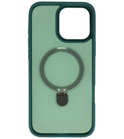 Magsafe Mat Transparant - Camera Beschermer Case met Staande Functie voor iPhone 16 Pro Max Donker Groen