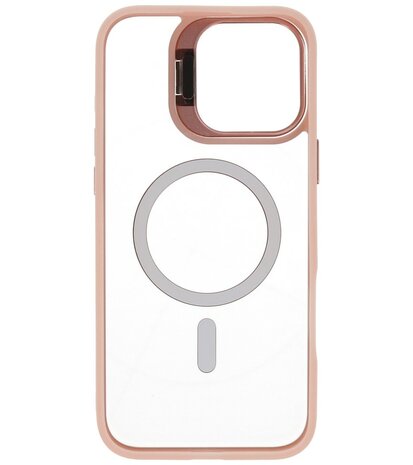 Magsafe Transparant - Camera Beschermer Case met Staande Functie voor iPhone 16 Pro Roze