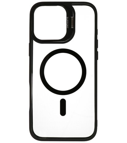 Magsafe Transparant - Camera Beschermer Case met Staande Functie voor iPhone 16 Pro Max Zwart