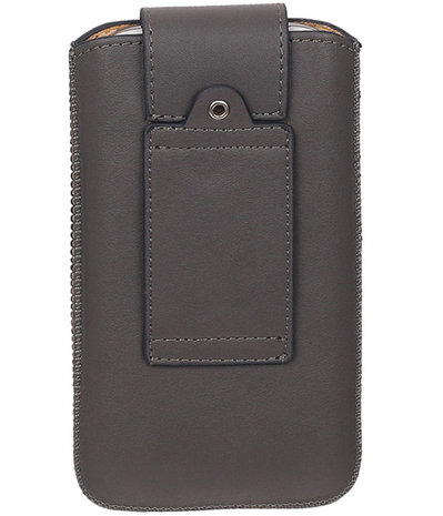 Samsung Galaxy J2 2015 - Luxe Leder look insteekhoes/pouch - Grijs M