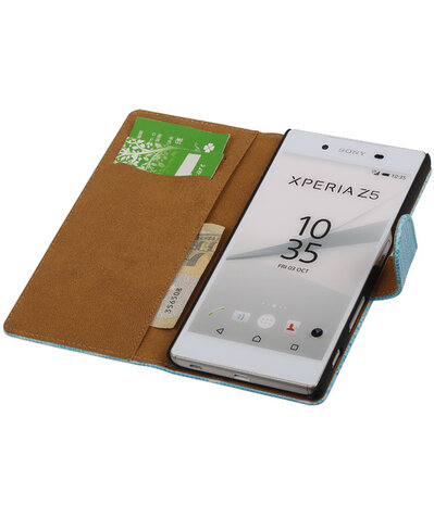 Hoesje voor Sony Xperia Z5 - Booktype Wallet Mini Slang Turquoise