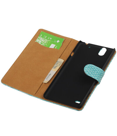 Sony Xperia C4 Snake Slang Booktype Wallet Hoesje Turquoise