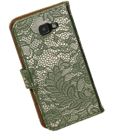 Donker Groen Lace Booktype Samsung Galaxy A7 2016 Wallet Cover Hoesje