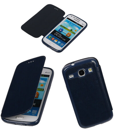 Polar Map Case Donker Blauw Samsung Galaxy Core i8260 TPU Bookcover Hoesje