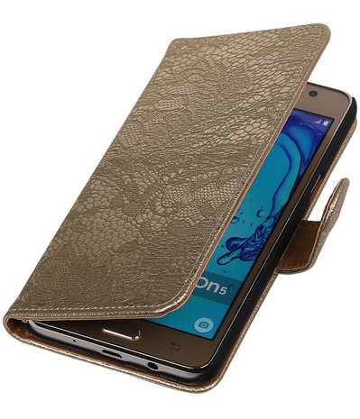 Samsung Galaxy On5 - Lace Goud Booktype Wallet Hoesje