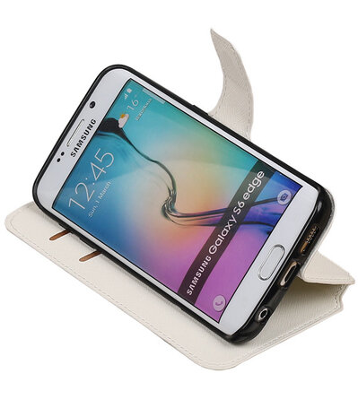 Wit Samsung Galaxy S6 Edge TPU wallet case booktype hoesje HM Book