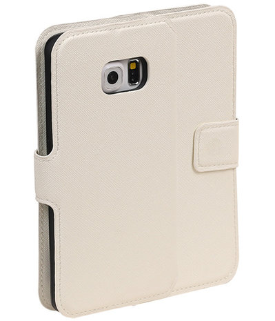 Wit Samsung Galaxy S6 Edge TPU wallet case booktype hoesje HM Book