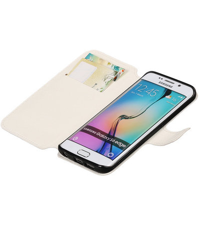 Wit Samsung Galaxy S6 Edge TPU wallet case booktype hoesje HM Book