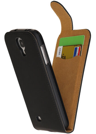 Zwart Effen Classic TPU flip case hoesje voor Samsung Galaxy S4 i9500