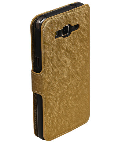 Goud Samsung Galaxy Grand Prime G530 TPU wallet case booktype hoesje HM Book