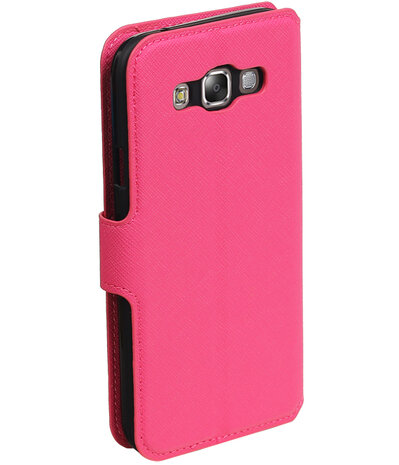 Roze Samsung Galaxy E5 TPU wallet case booktype hoesje HM Book