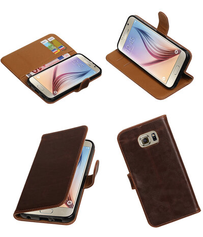 Mocca Pull-Up PU booktype wallet cover hoesje voor Samsung Galaxy S7 Plus