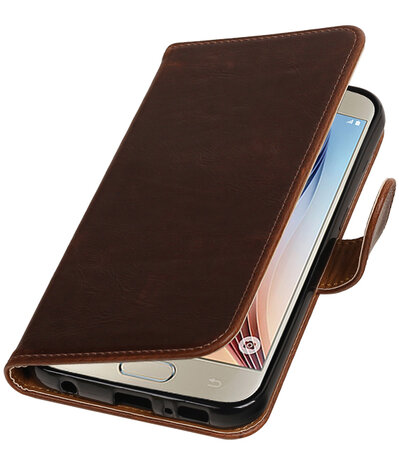 Mocca Pull-Up PU booktype wallet cover hoesje voor Samsung Galaxy S7 Plus