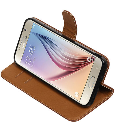 Mocca Pull-Up PU booktype wallet cover hoesje voor Samsung Galaxy S7 Plus