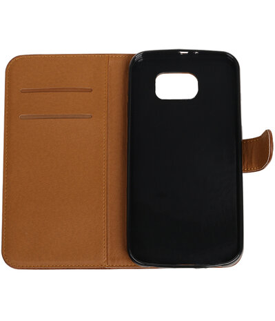 Mocca Pull-Up PU booktype wallet cover hoesje voor Samsung Galaxy S7 Plus