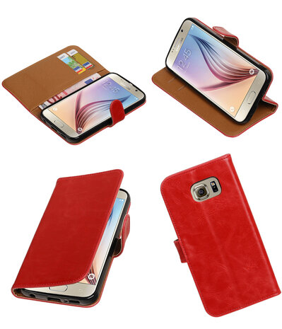 Rood Pull-Up PU booktype wallet cover hoesje voor Samsung Galaxy S7 Plus