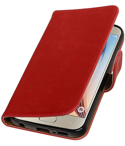 Rood Pull-Up PU booktype wallet cover hoesje voor Samsung Galaxy S7 Plus