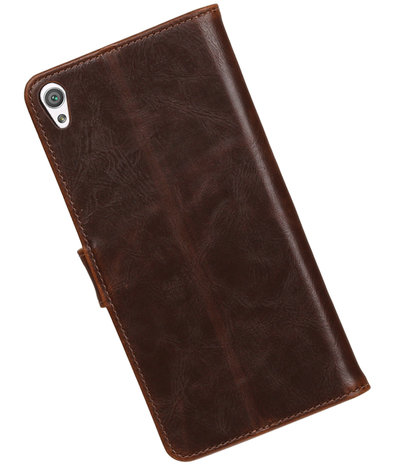 Mocca Pull-Up PU booktype wallet hoesje voor Sony Xperia C6