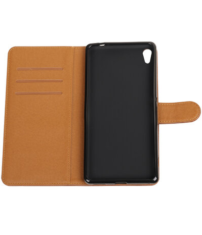 Mocca Pull-Up PU booktype wallet hoesje voor Sony Xperia C6