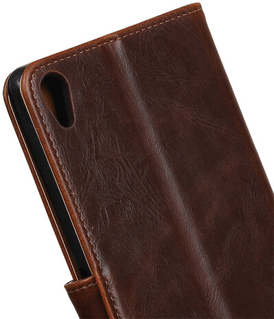 Mocca Pull-Up PU booktype wallet hoesje voor Sony Xperia C6