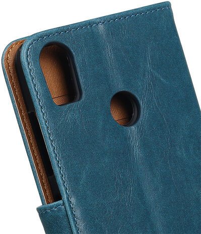 Blauw Pull-Up PU booktype wallet cover hoesje voor HTC Desire 10 Pro