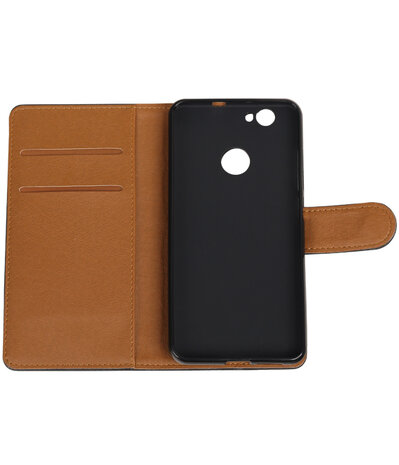 Zwart Pull-Up PU booktype wallet cover hoesje voor Huawei Nova