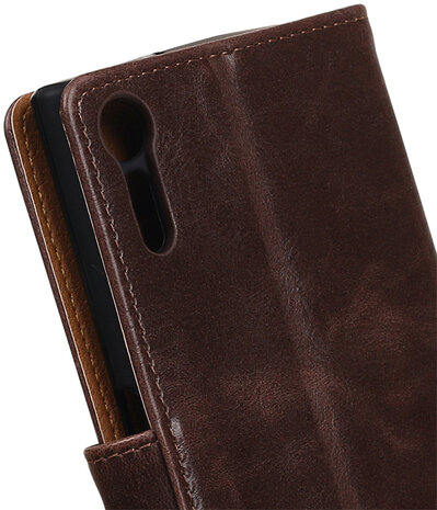 Mocca Pull-Up PU booktype wallet cover hoesje voor Sony Xperia XZ