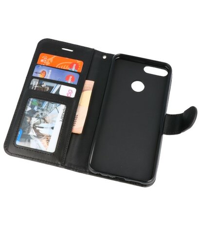 Zwart Wallet Case Hoesje voor Huawei Honor 9 Lite