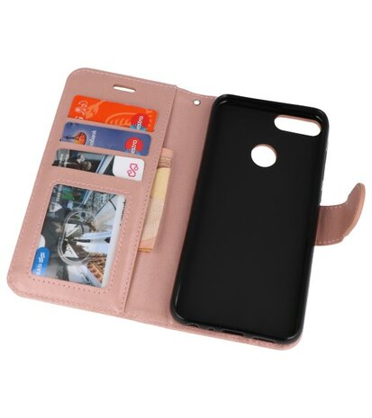 Roze Wallet Case Hoesje voor Huawei Honor 9 Lite