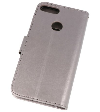 Grijs Wallet Case Hoesje voor Huawei Honor 9 Lite