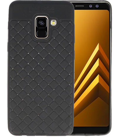 Zwart Geweven hard case hoesje voor Samsung Galaxy A8 2018