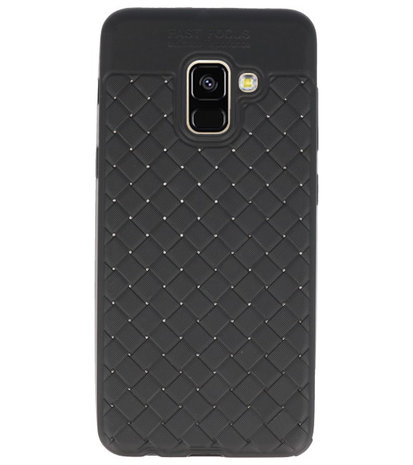 Zwart Geweven hard case hoesje voor Samsung Galaxy A8 2018