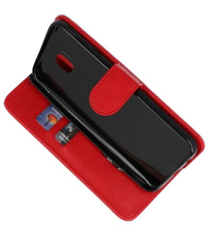 Rood booktype wallet case Hoesje voor Samsung Galaxy J7 2018